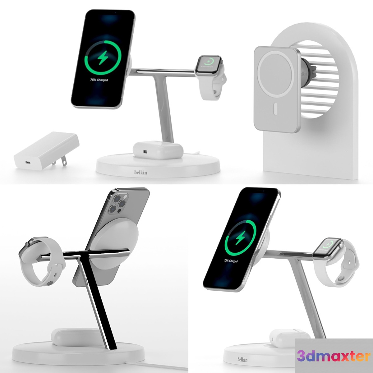 3-in-1 Wireless Charger with MagSafe for iPhone 12 Pro Apple Watch and AirPods PRO Car Air Vent Mount with MagSafe - No.2
