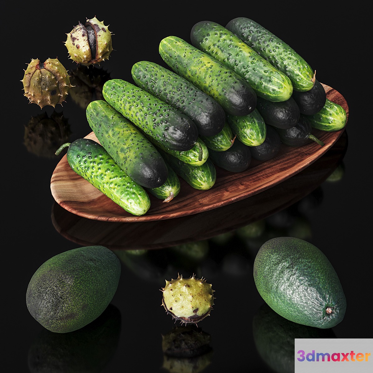 Cucumbers chestnuts and avocados