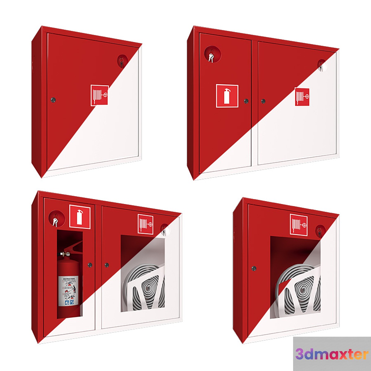 Fire cabinets set 3D Max
