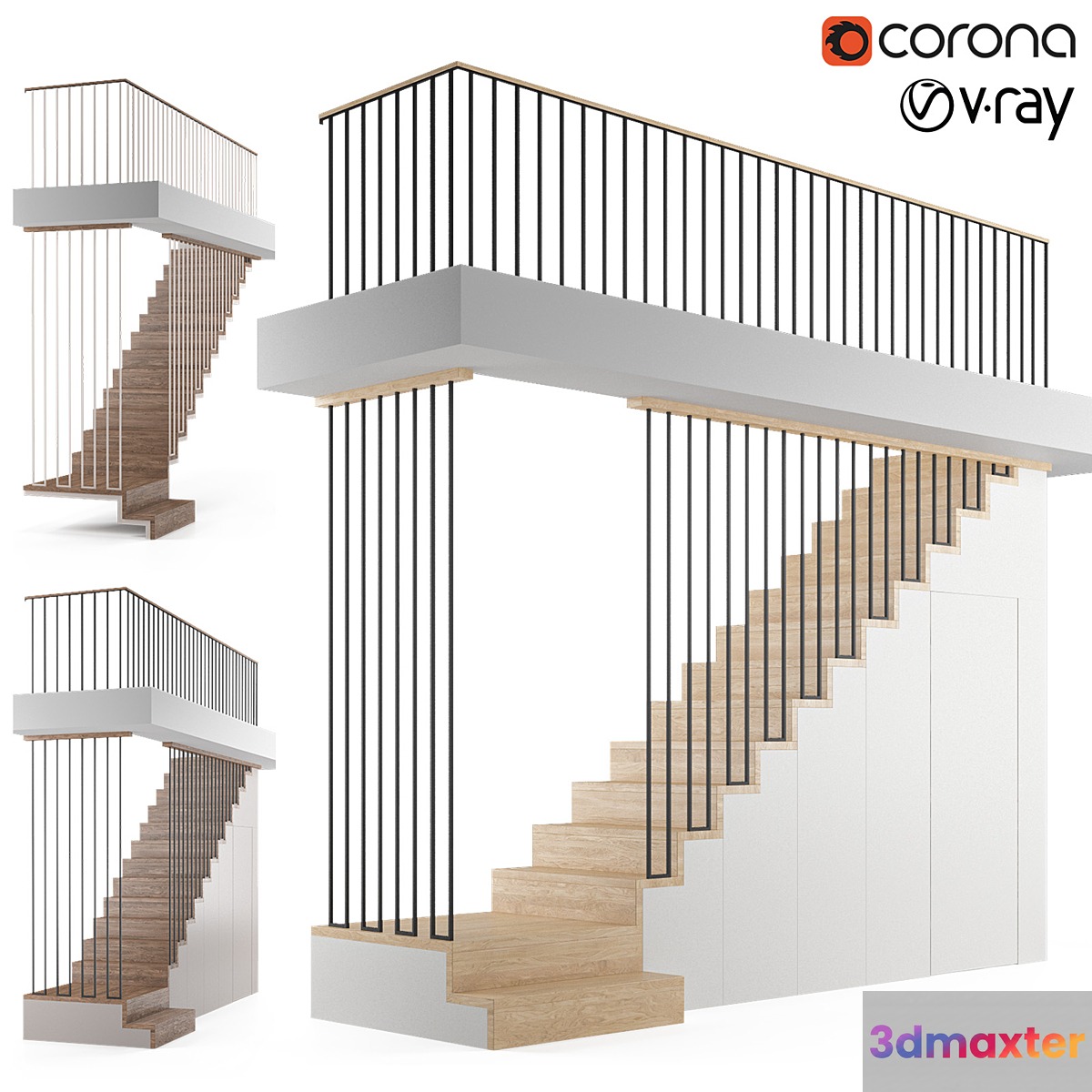 Staircase with storage 3D Max