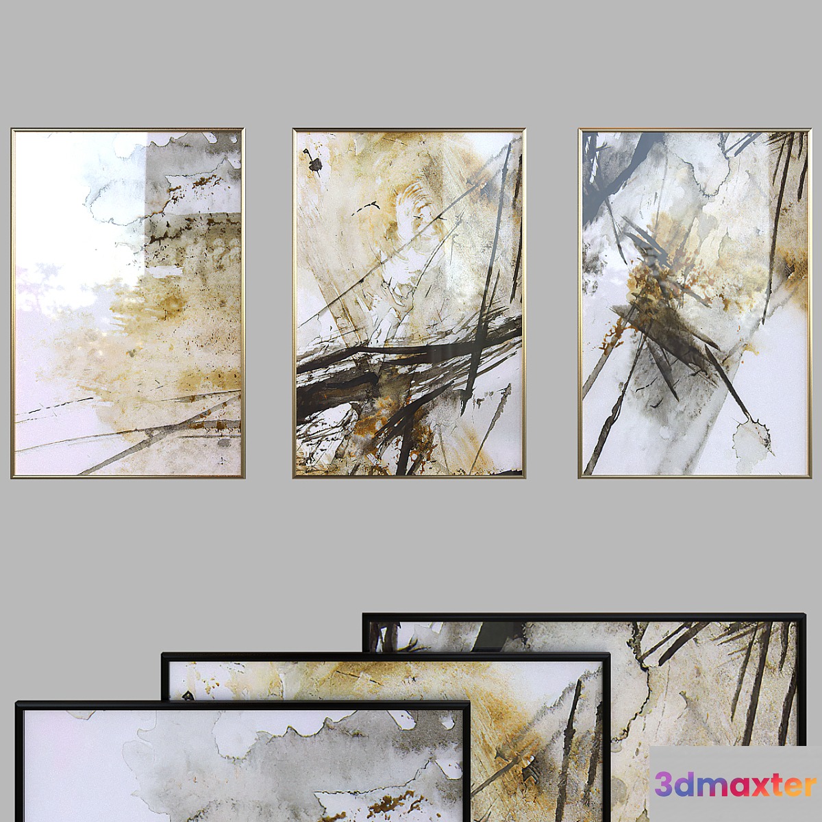 Canvas painting with frame 027 - No.2 3D Max