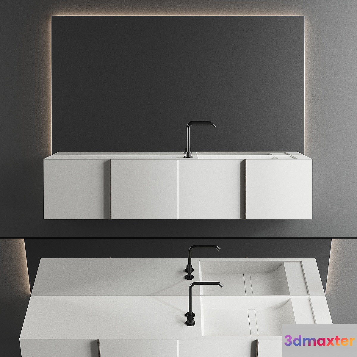 Inbani Paral Vanity Unit Set 4 3D Max