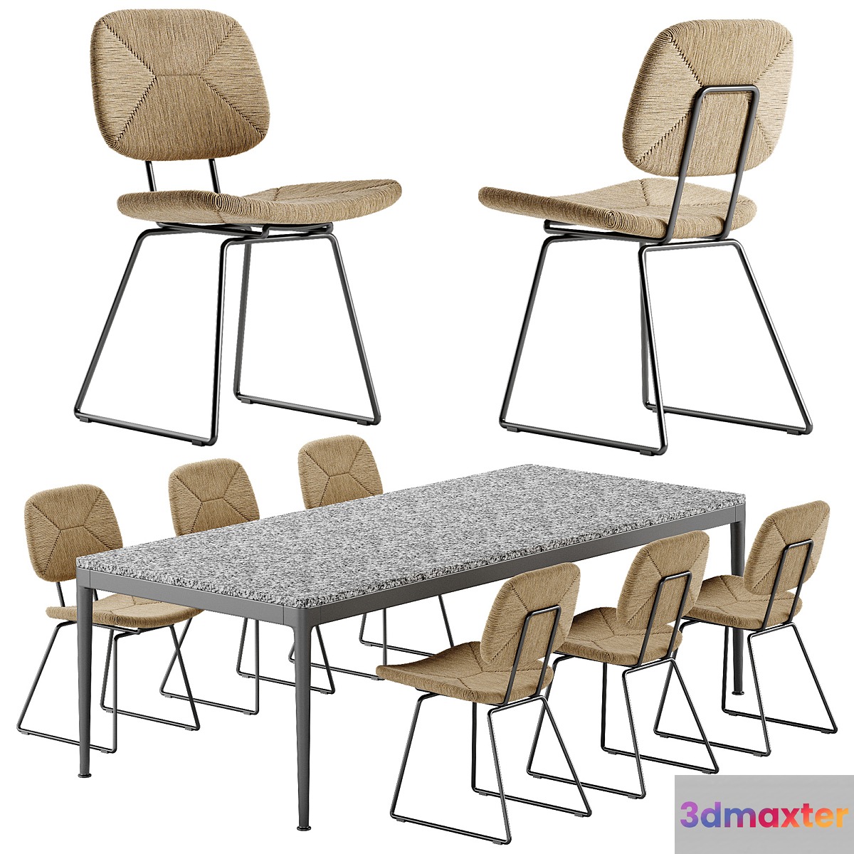 Flexform Echoes chair Pico table set 3D Max