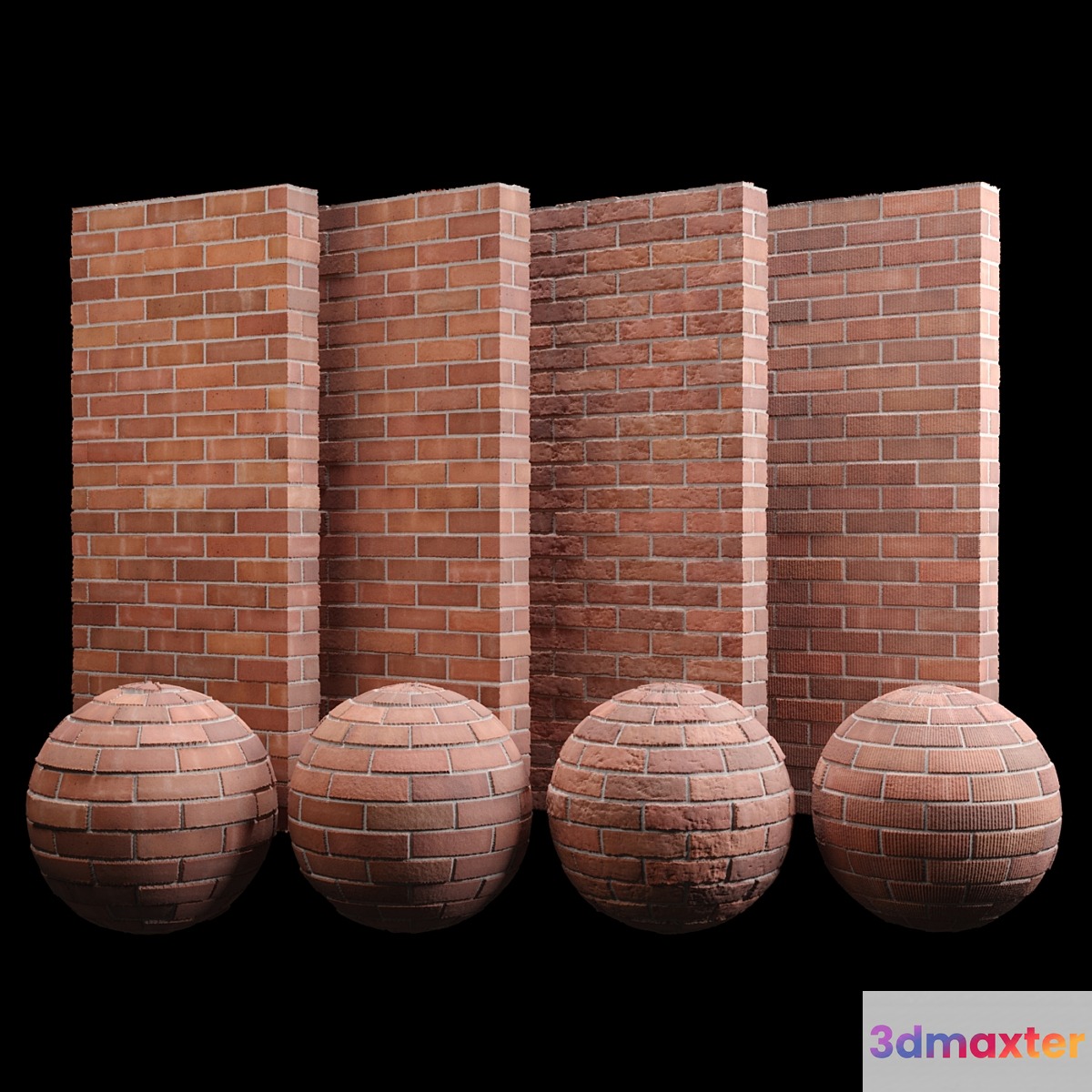 Red brick tiles 3D Max