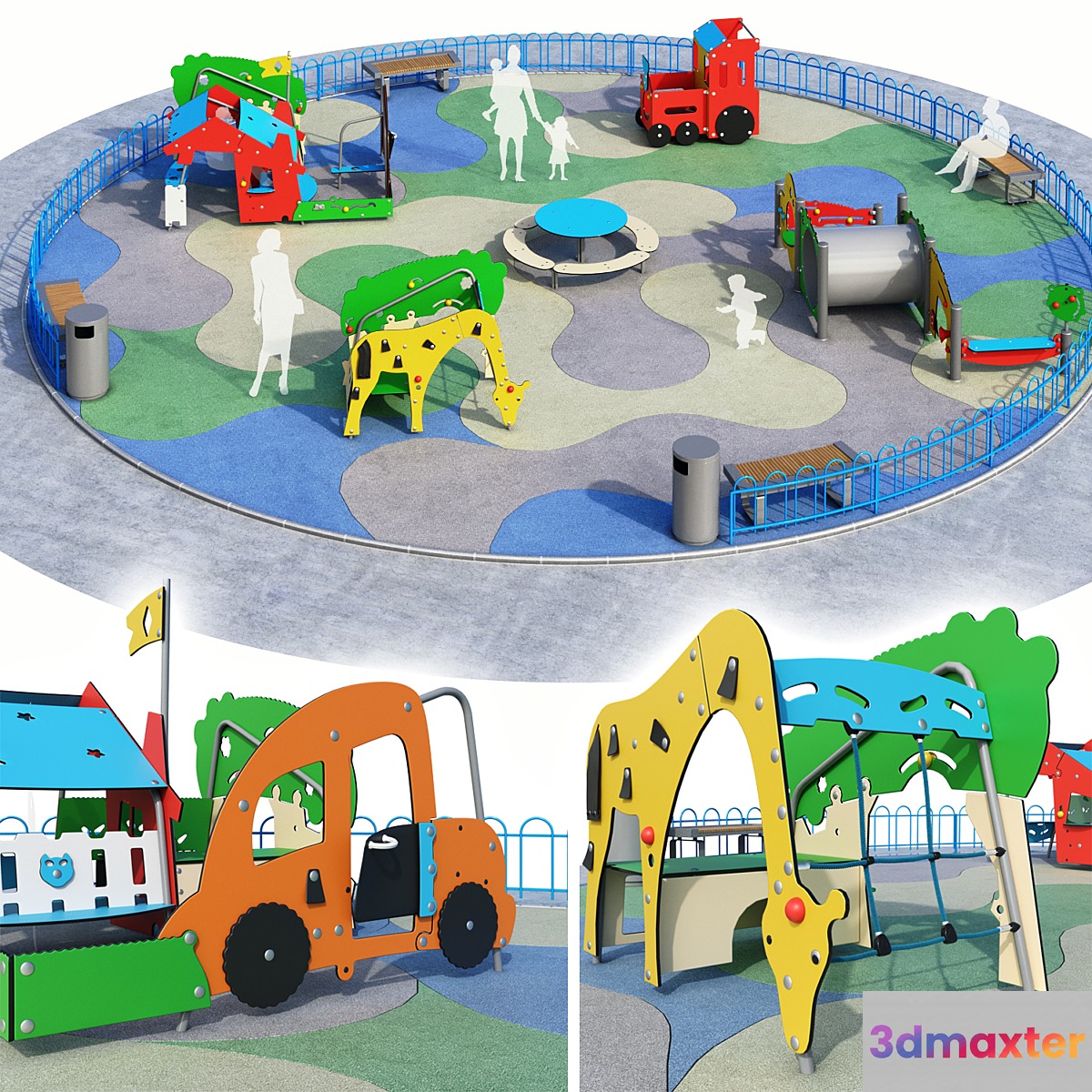 Children playground Kompan. Playground 3D Max