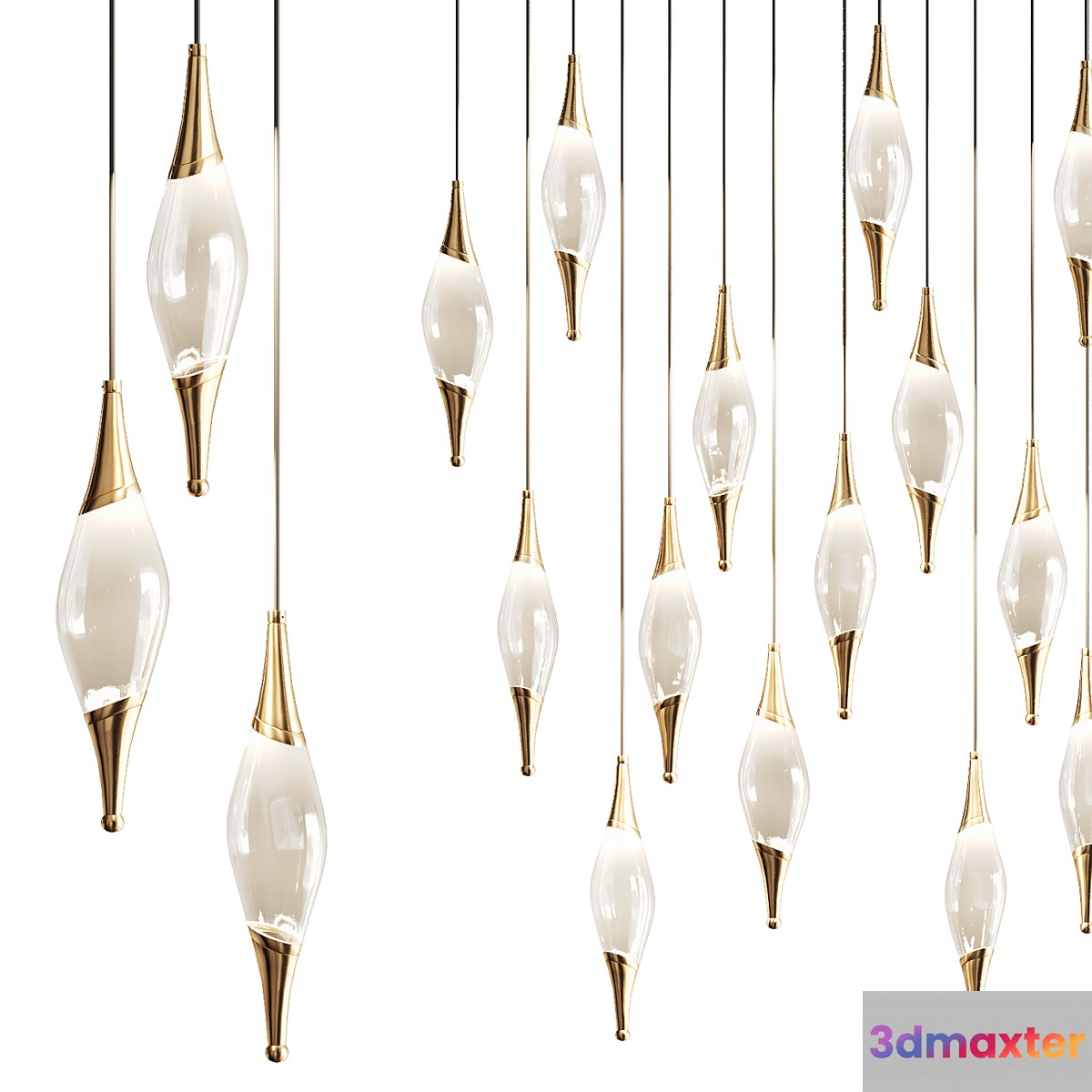 Drop pendant lamp with metal tips FAME - No.3