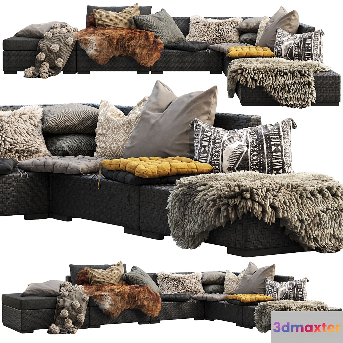 Brown Jordan 4M outdoor wicker modular sofa 3D Max