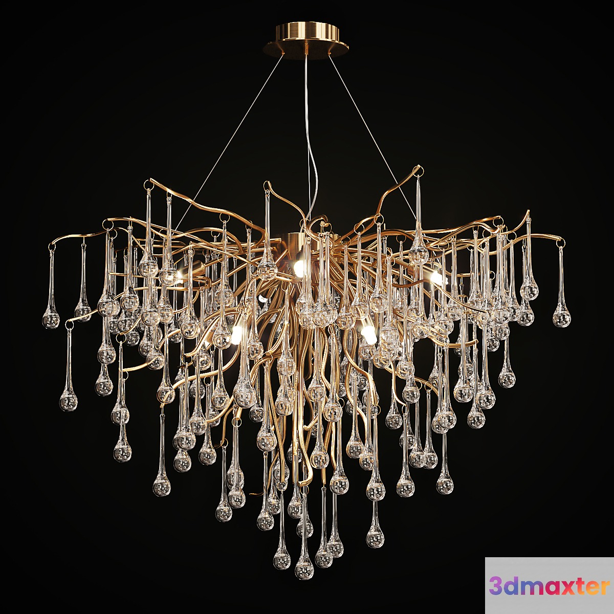 Chandelier with drop shaped pendants MARIAN Lampatron 3D Max