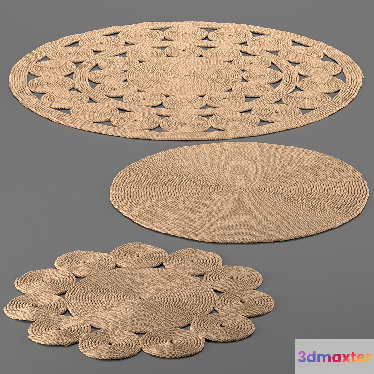Jute carpet set handmade Jute Carpet 3D Max