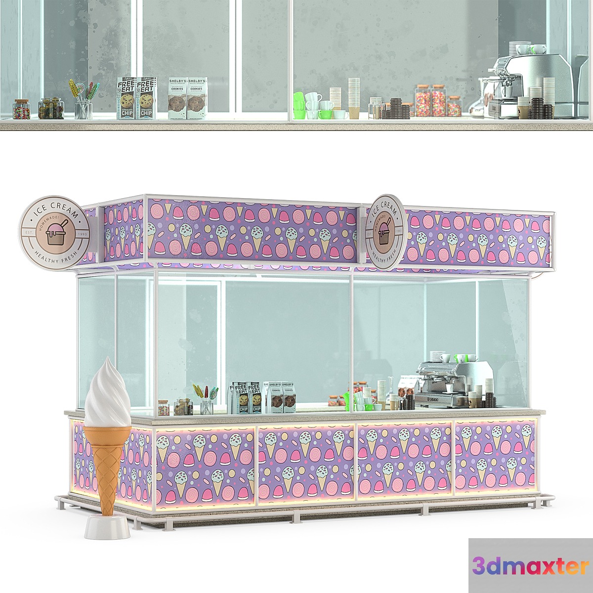 Ice cream kiosk 3D Max