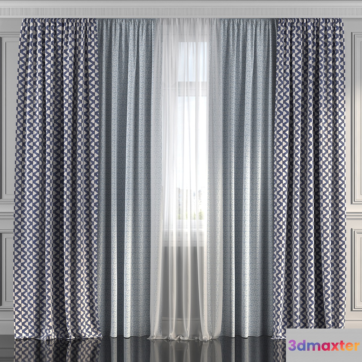 Curtains with window 212 3D Max