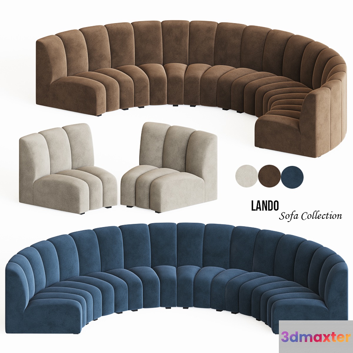 Curved Modular Sofa Eichholtz Lando 3D Max