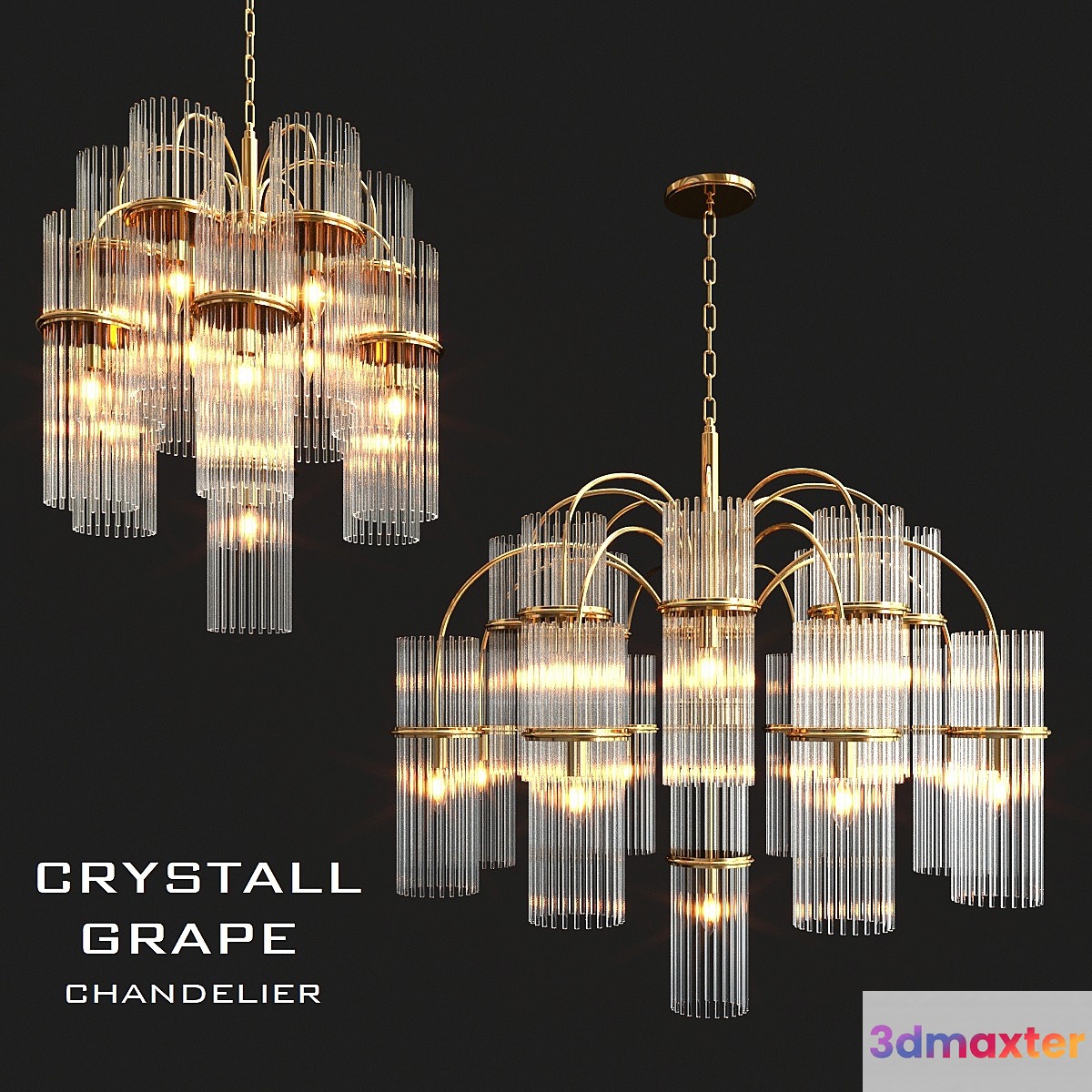 Crystall grape chandeliers 3D Max