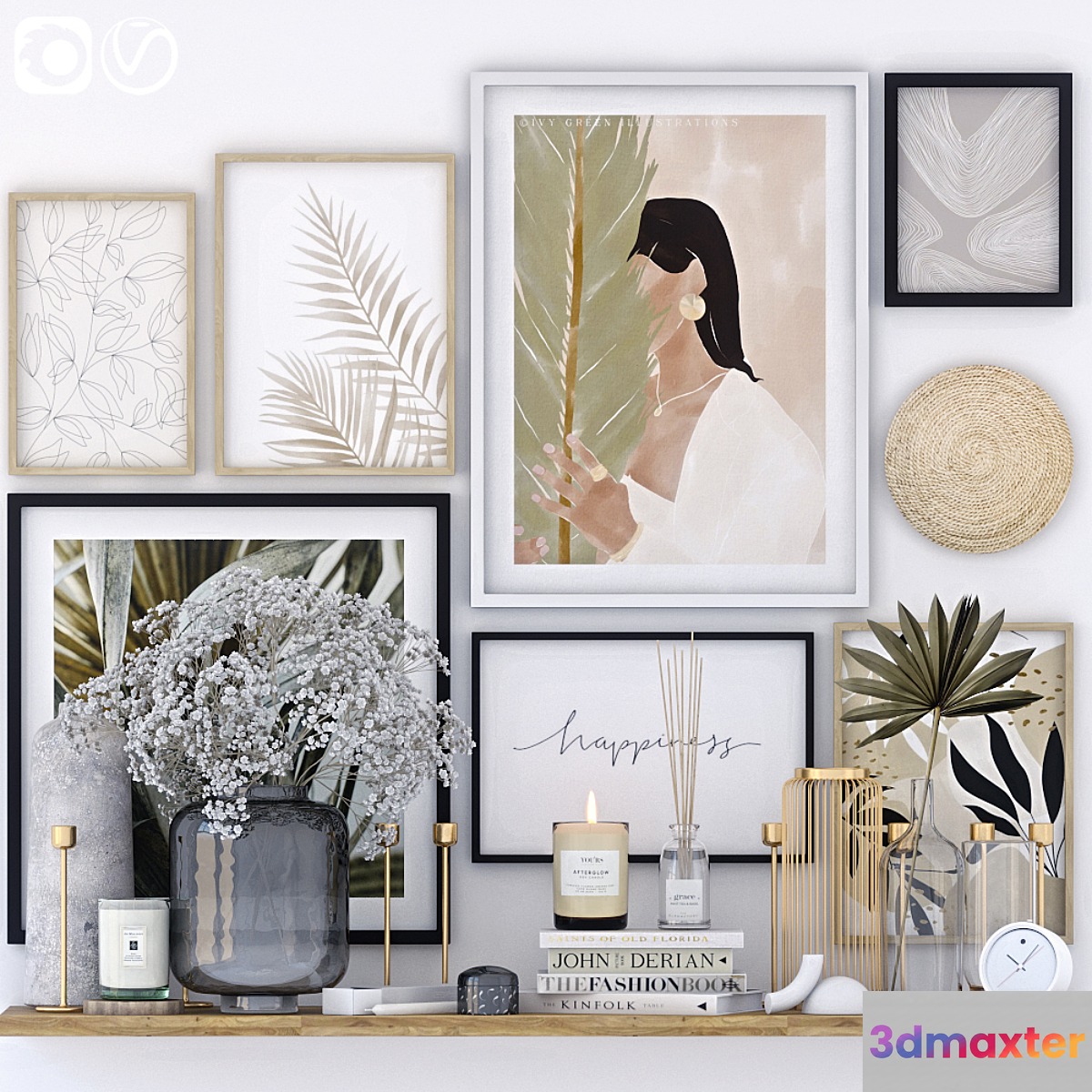 Decorative set with posters 2 3D Max