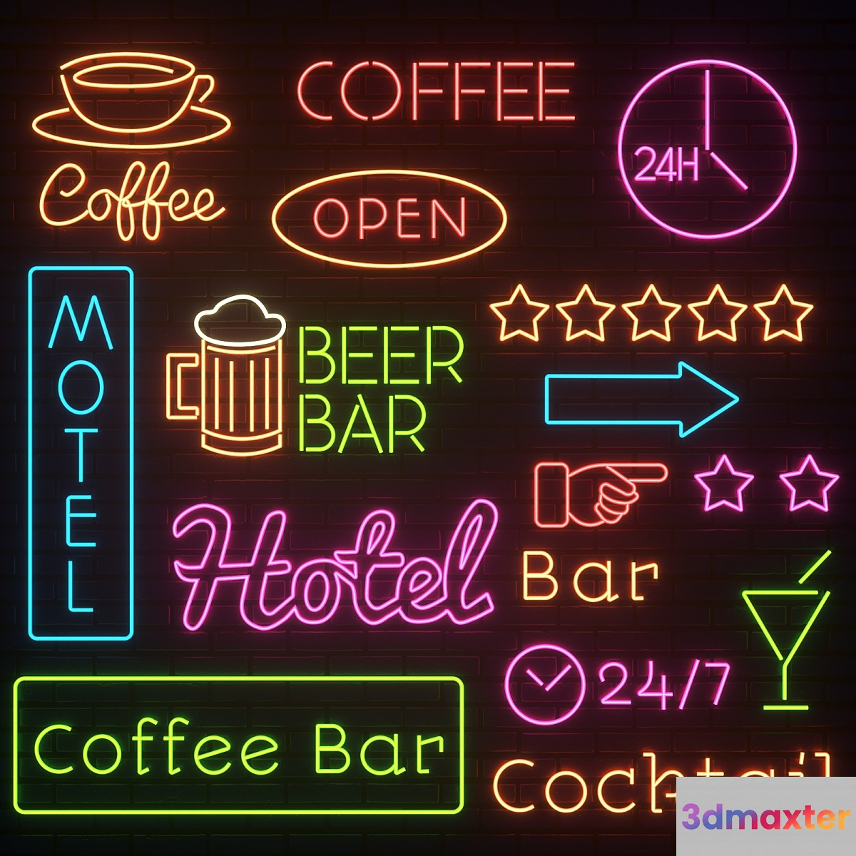 Neon set 03 3D Max