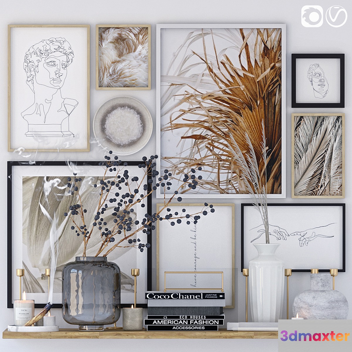 Decorative set with posters 3 3D Max
