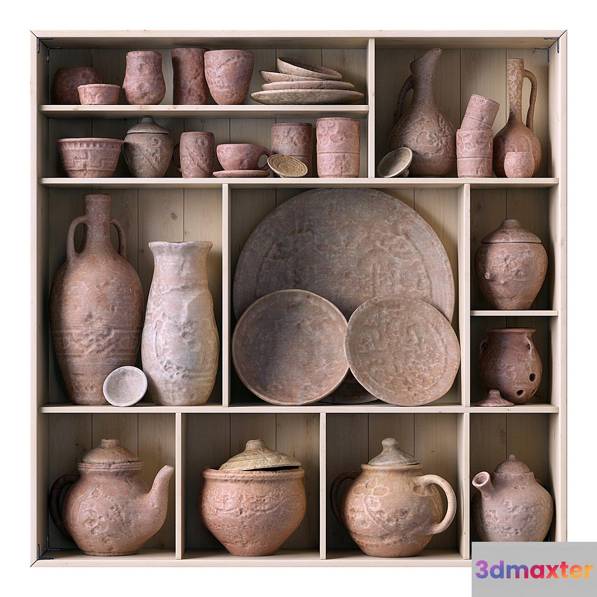 Dishes clay rack n14 _ Rack with clay dishes no.14 3D Max