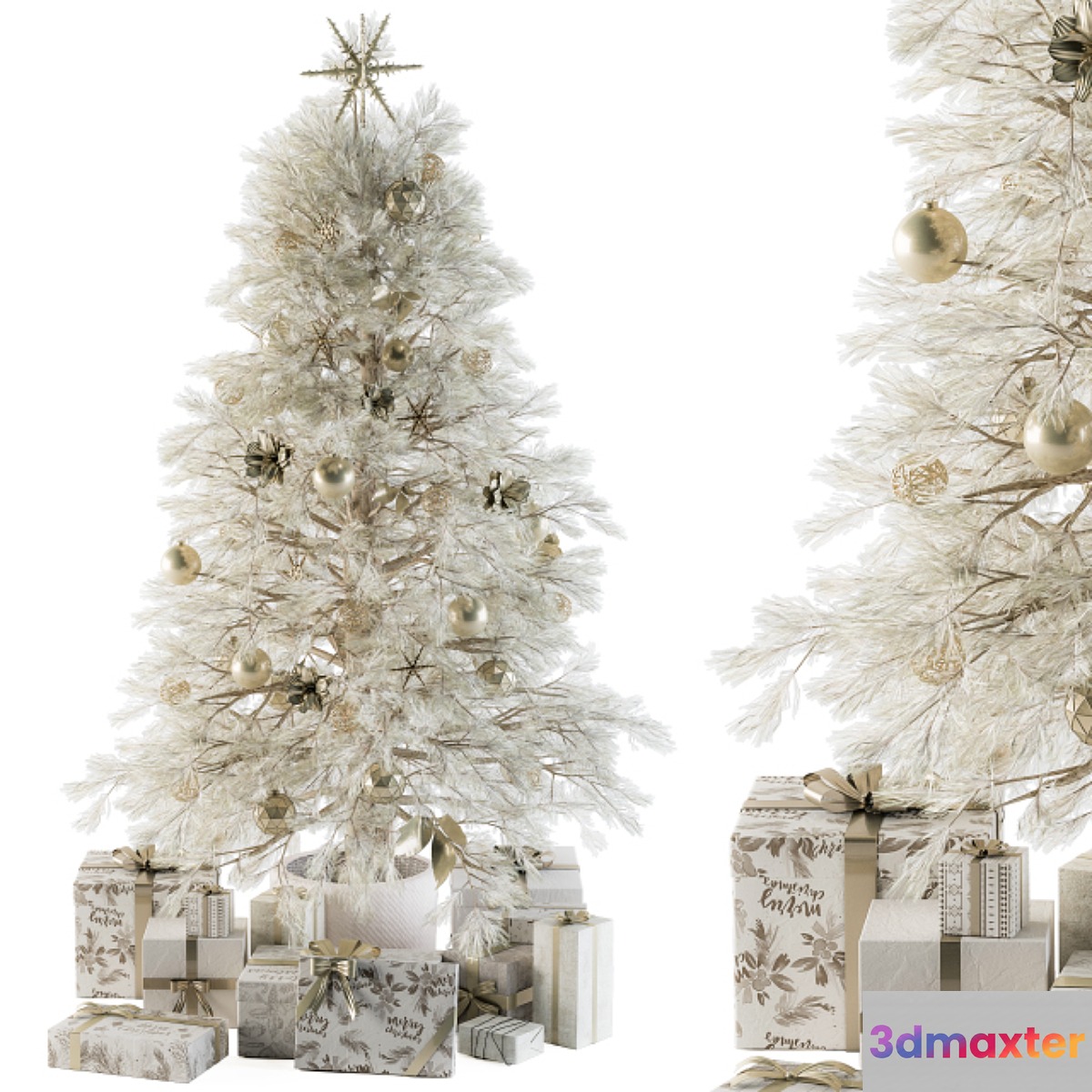 Christmas Decoration 01 - Christmas White Tree with Gift - No.4