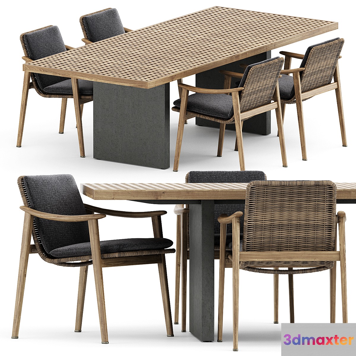 Fynn Outdoor chair and Quadrado table by Minotti 3D Max