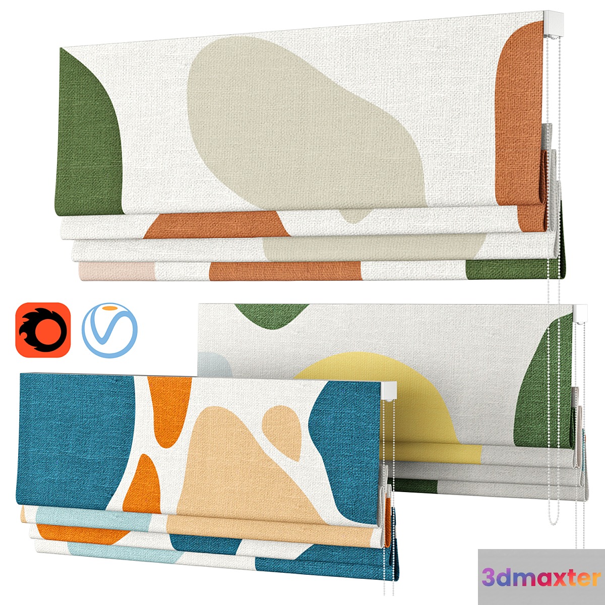 Roman Curtains 38 | Karuilu | Quick Fix Washable Colorful Rocks