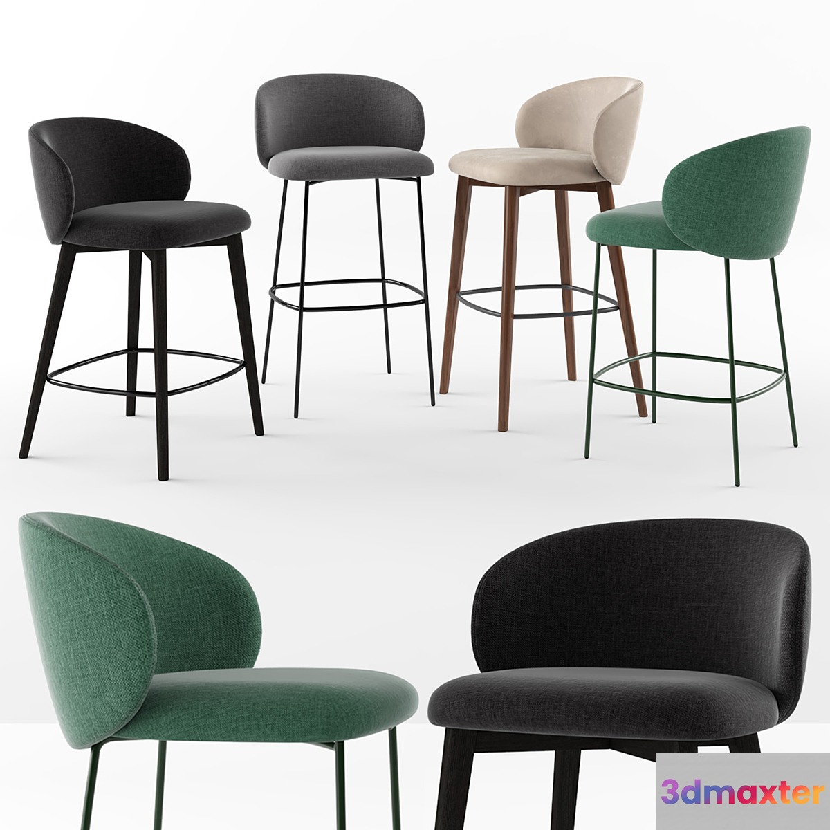 Connubia Tuka bar stools 3D Max