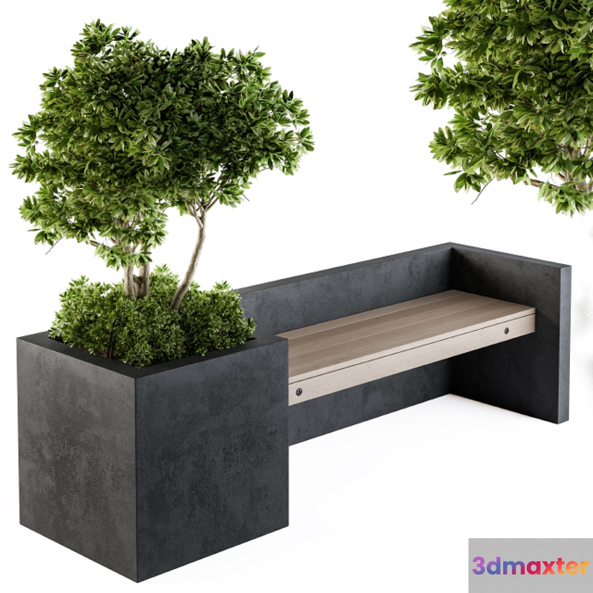 Urban Furniture Plants with bench 09 3D Max