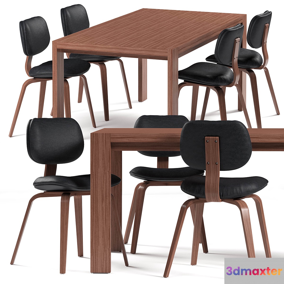 Gus modern table and chairs THOMPSON 3D Max