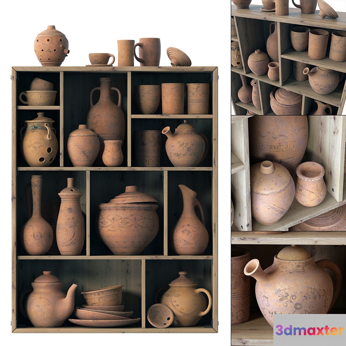 Dishes clay rack n15 _ Clay tableware shelf no.15 3D Max
