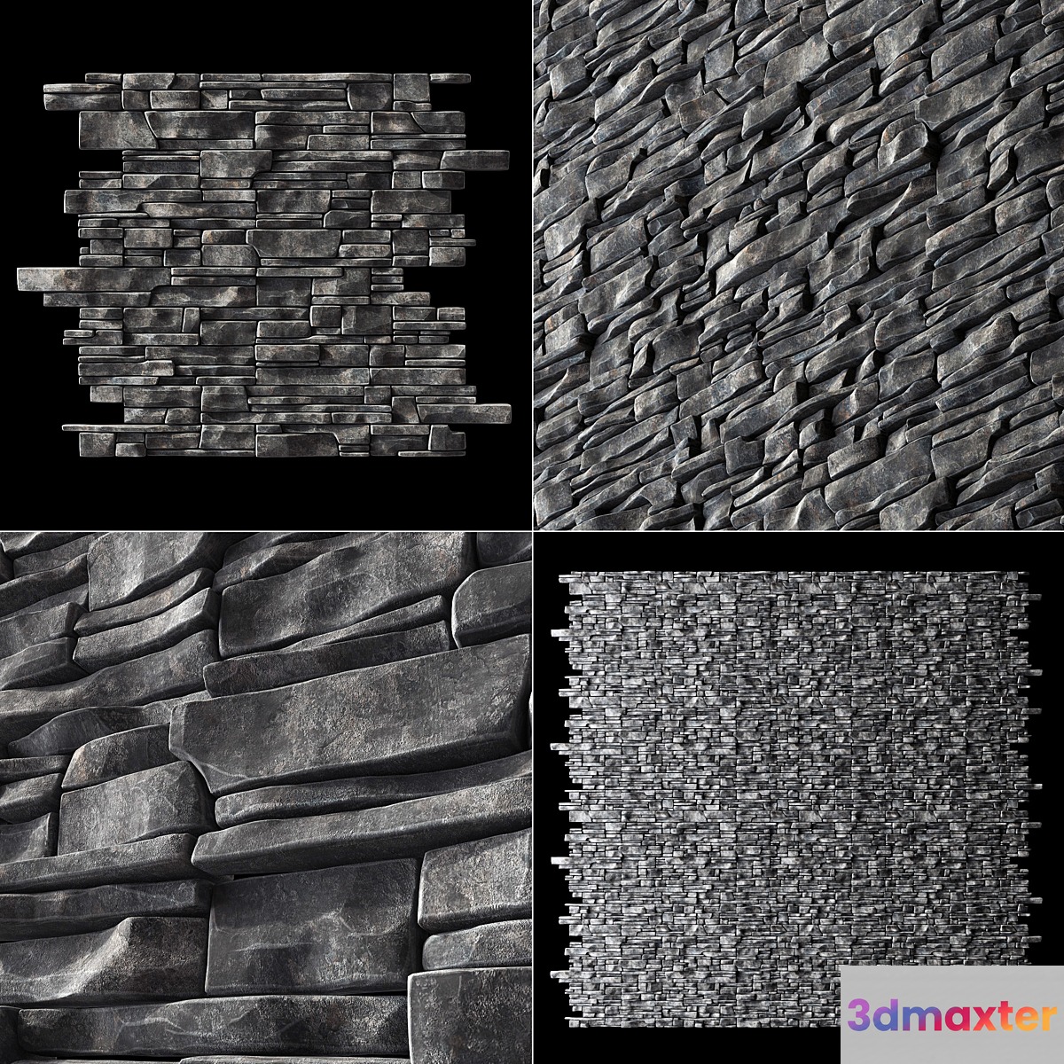 Wall clincer rock brick n3 _ Wall of rock clinker bricks