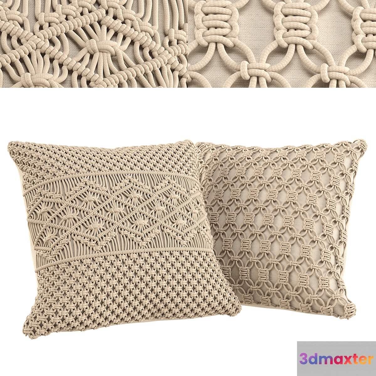 Cushion Set 01 - Macrame Boho 3D Max