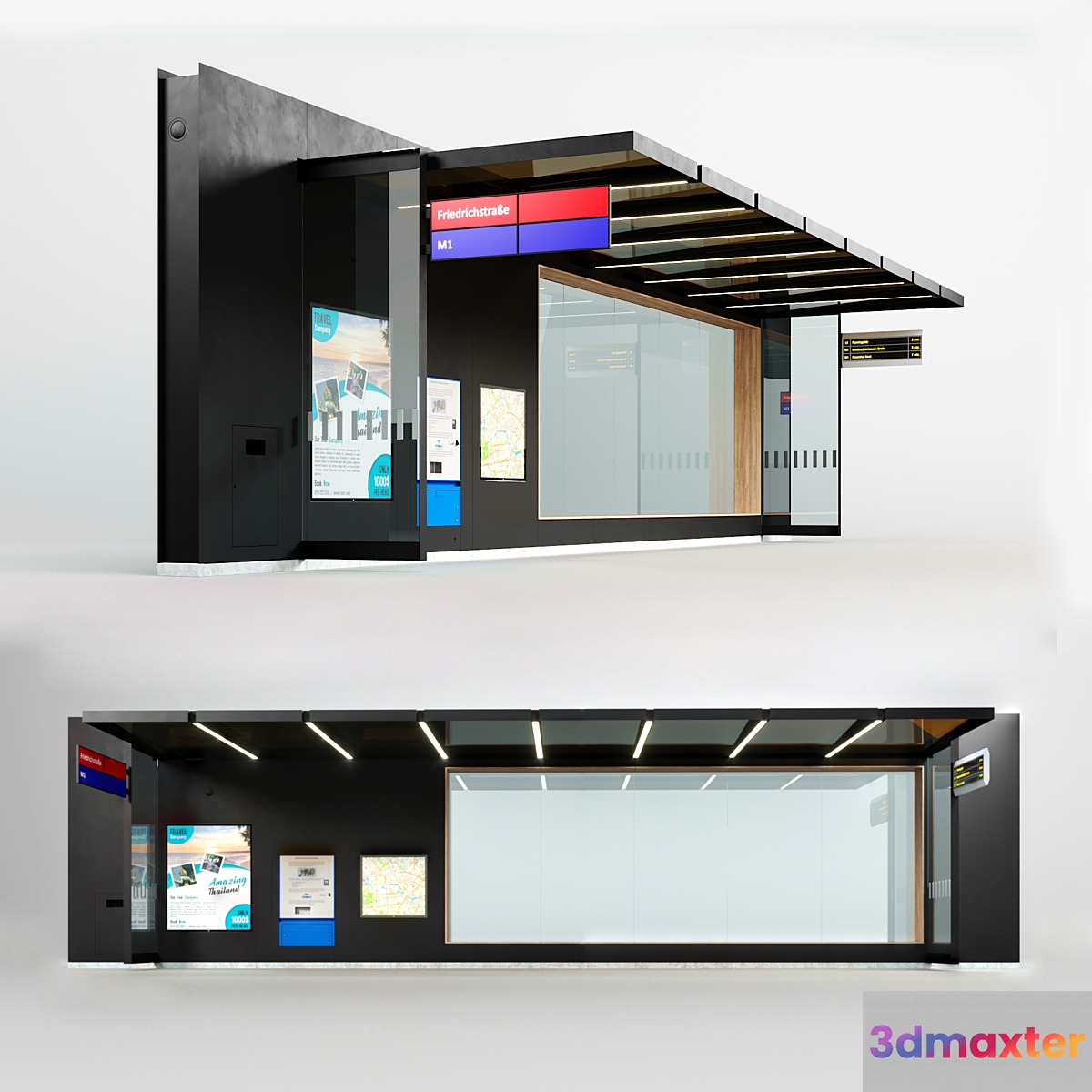 European Tram Stop 3D Max