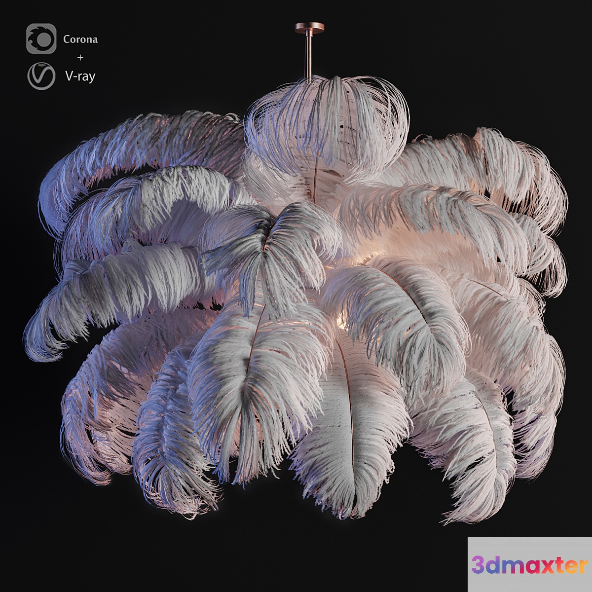 Natural Ostrich Feather Modern Chandelier - No.2