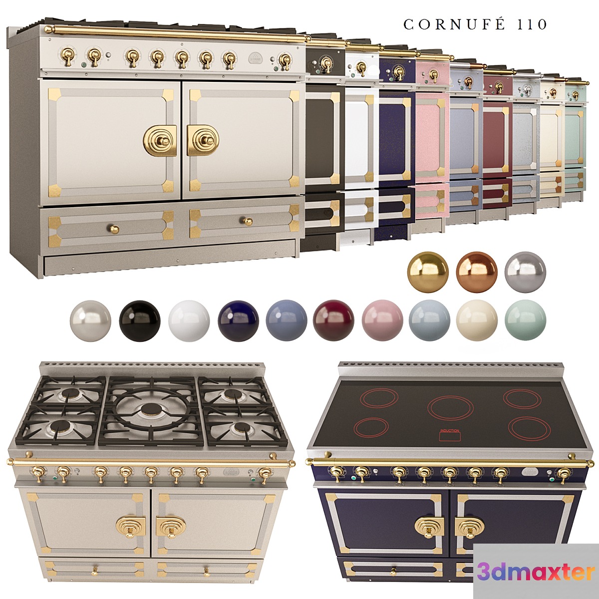 Gas and induction cooker La Cornue Cornufe 110 3D Max