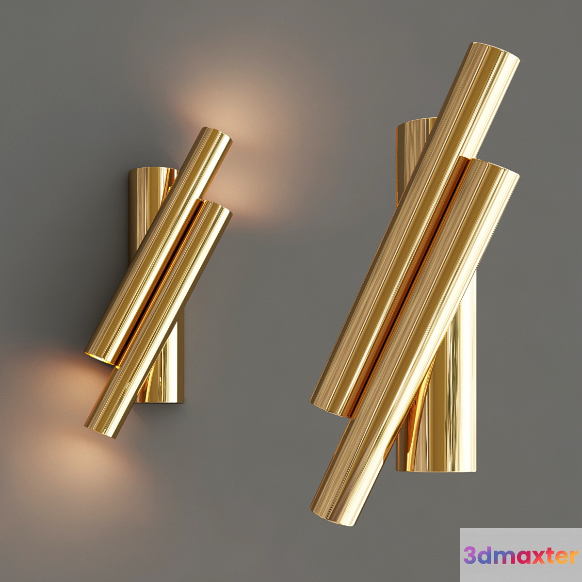 Two oblique rods wall 3D Max
