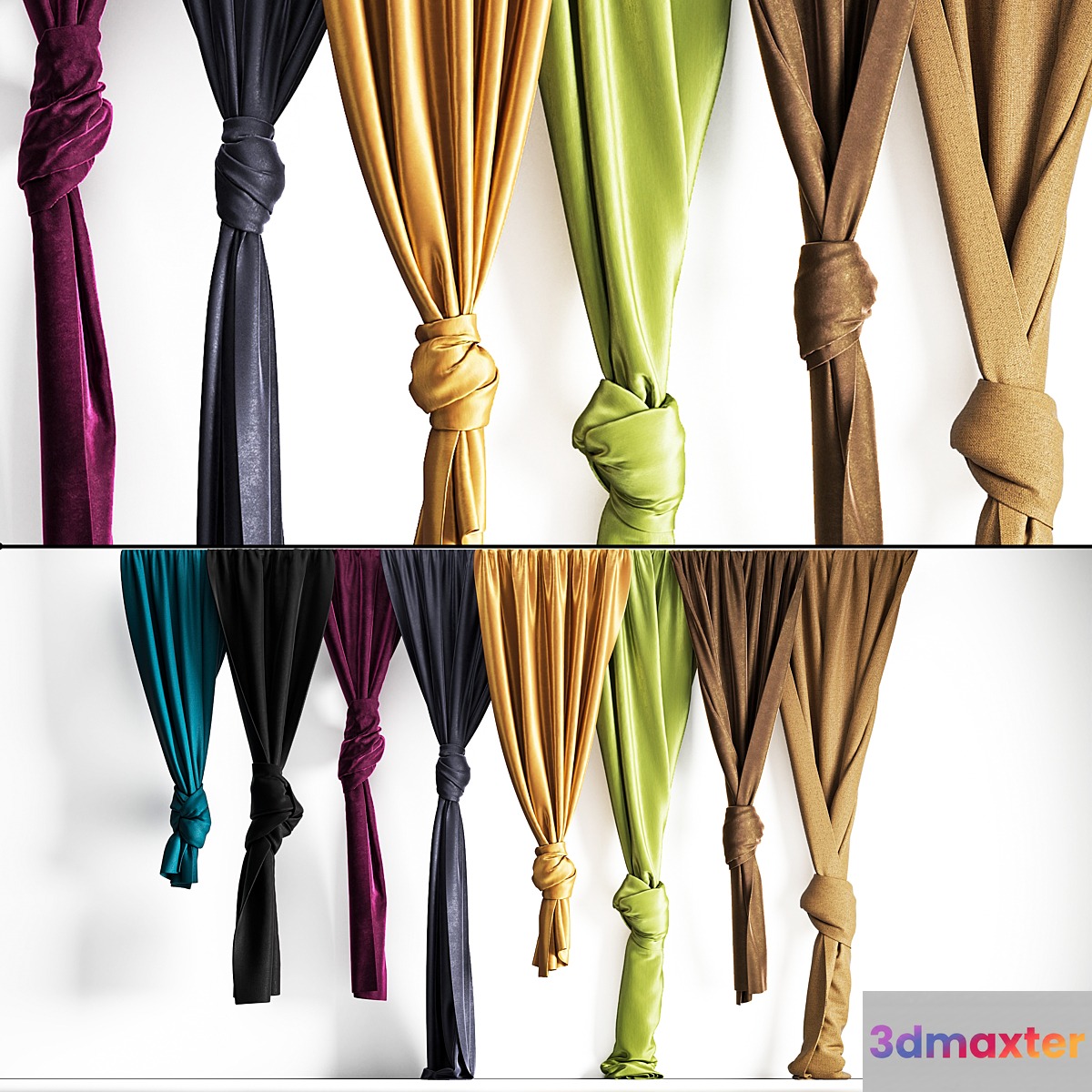 curtains tied in a knot 3D Max