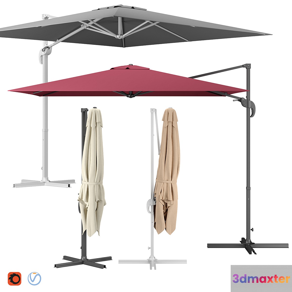 Cantilever parasol 3D Max