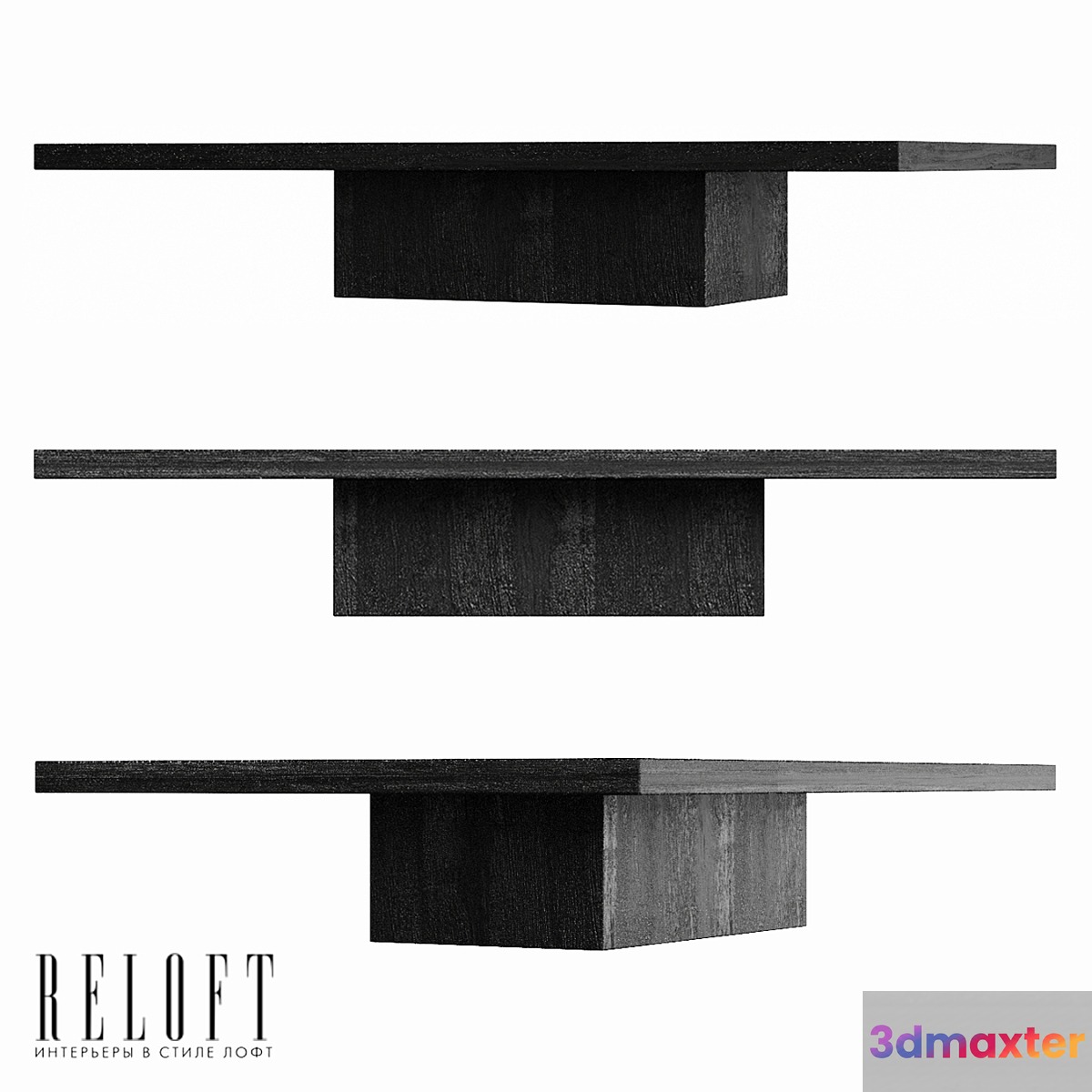 Reclaimed Russian Oak Plinth Coffee Table 3D Max