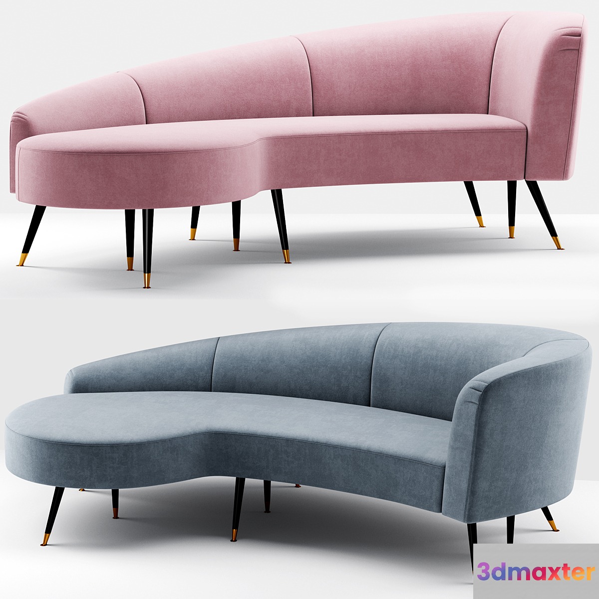 Safavieh Couture Evangeline Velvet Parisian Sofa 3D Max