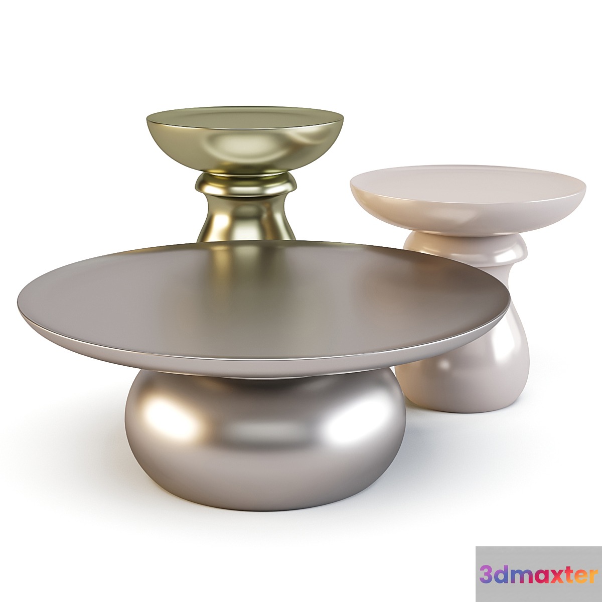 Roche Bobois: Chess - Coffe and Side Tables 3D Max