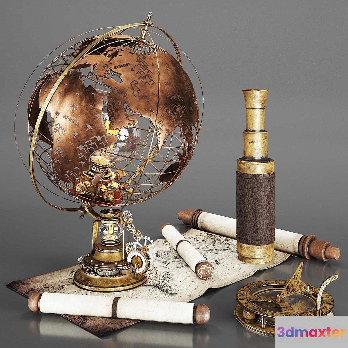 Steampunk Traveler Set 3D Max