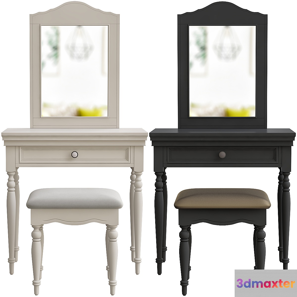 Toulouse Antique French Style Dressing Table Set 3D Max