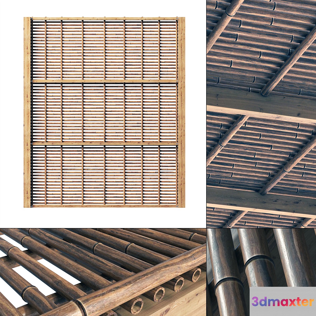Bamboo branch decor Ceiling n22 _ Decor from bamboo branches number 22 3D Max