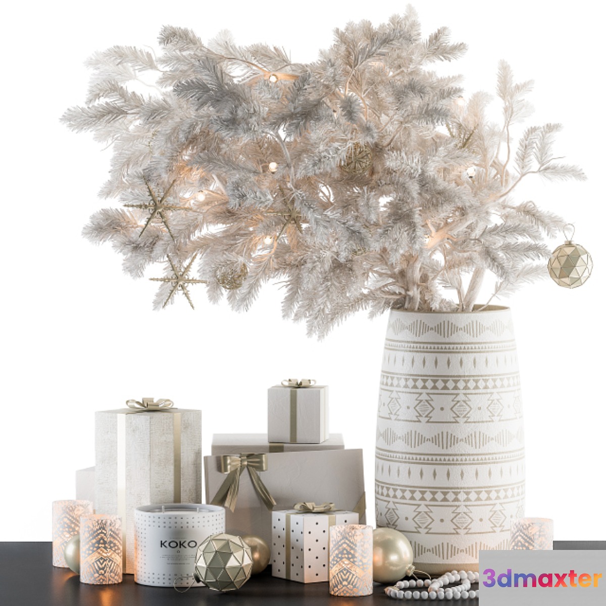 Christmas Decoration 08 - Christmas White Bouquet with Gift