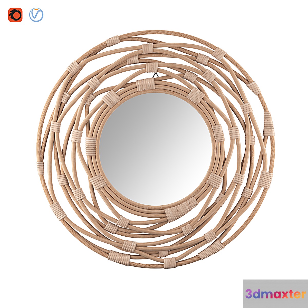 Rattan Wall Mirror 3D Max
