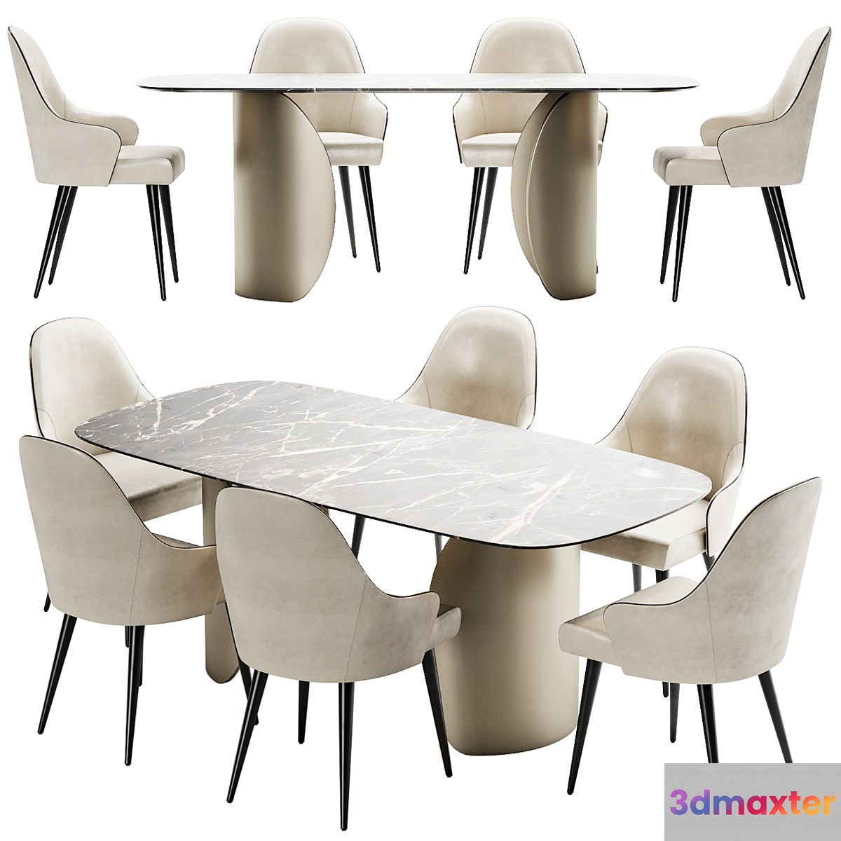 Ludwig chair and table Petalo 72 by Reflex 3D Max