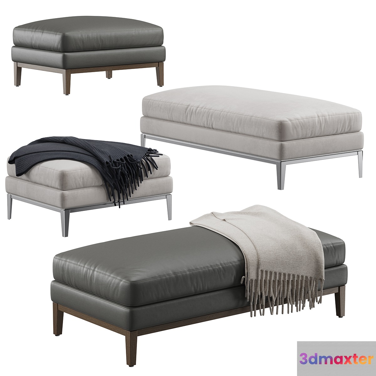 RH Modern - Italia Coffee Ottoman pouf bench