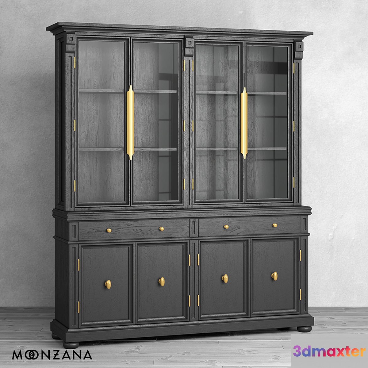 OM Sideboard Oldfashion 2 sections Moonzana 3D Max