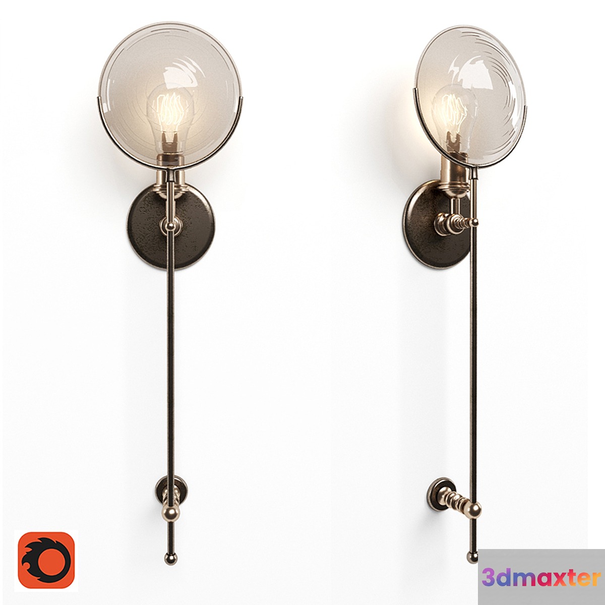Gaslight Lens Grand Sconce 3D Max