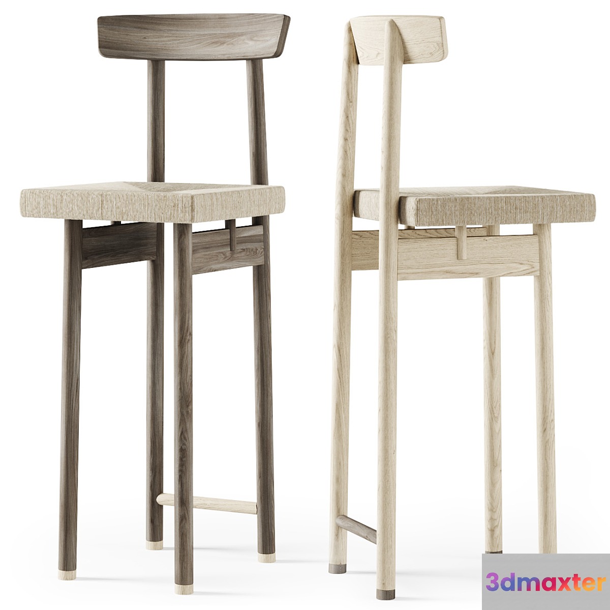 Wooden bar stool _ Wicker bar stool