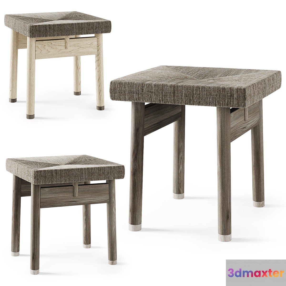Wooden rattan stool _ Wooden chair with wicker
